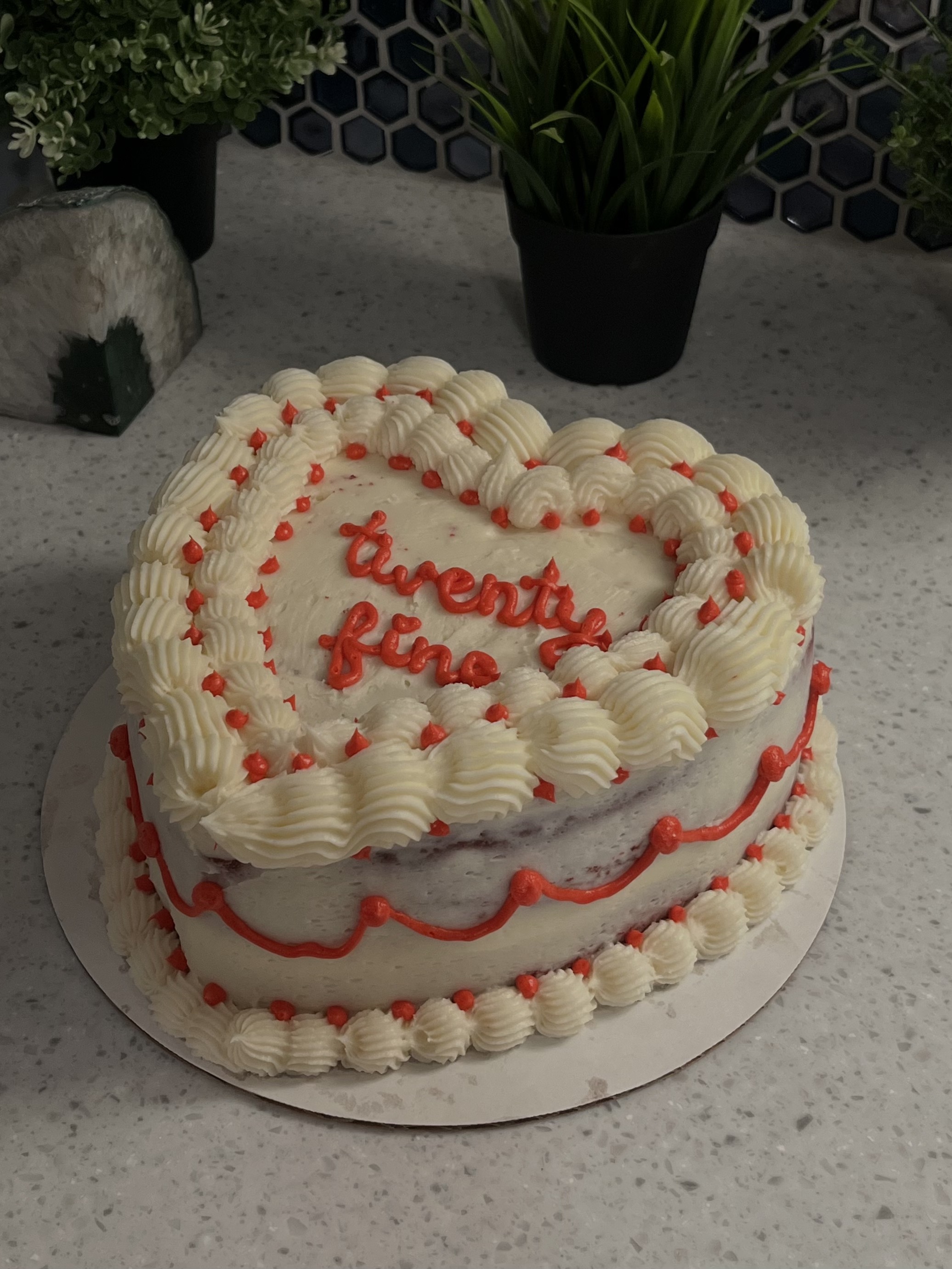 Heart Cake with Red Icing